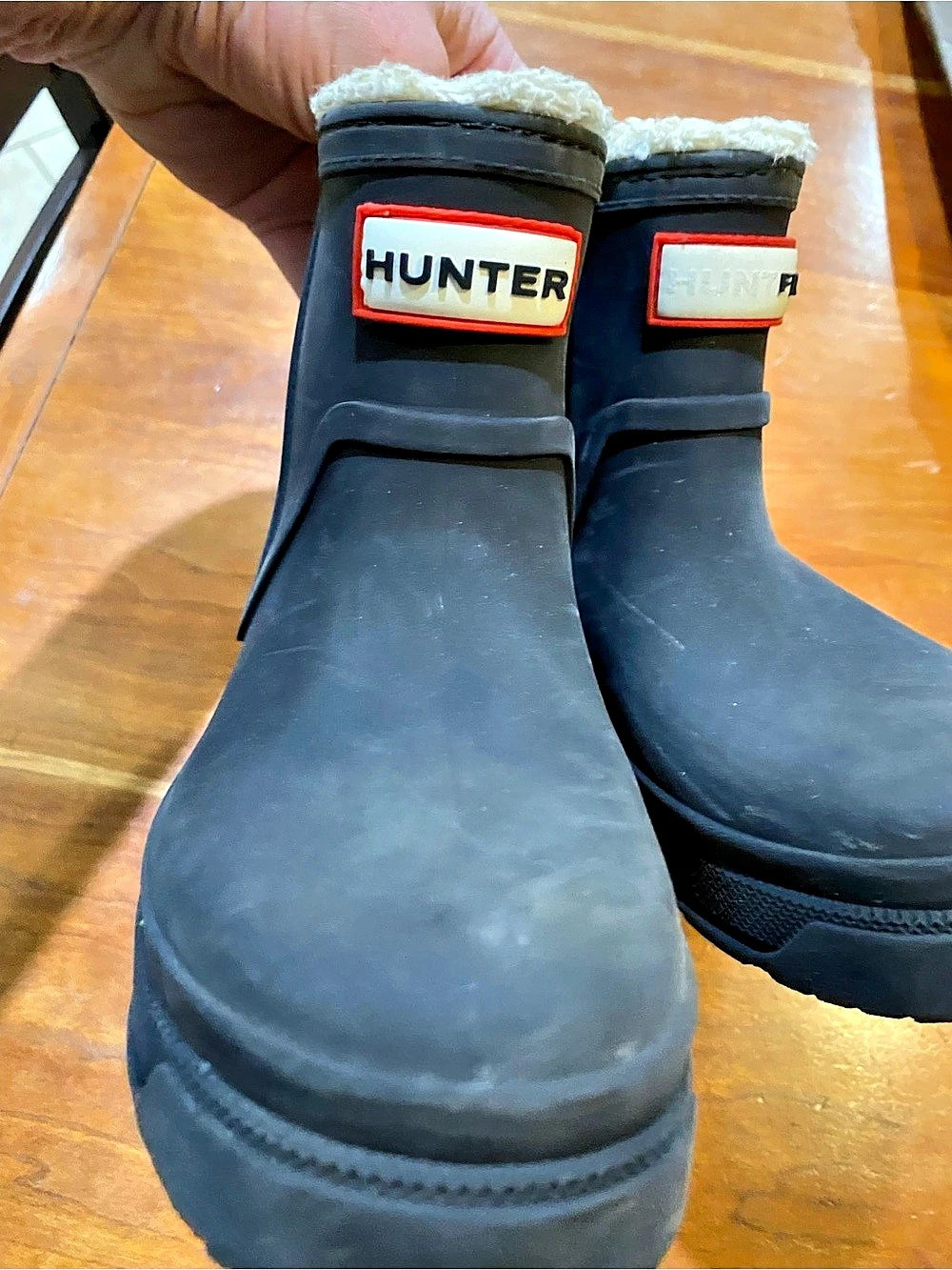 Hunter Black Fleece-Lined Rain / snow Boots US 12